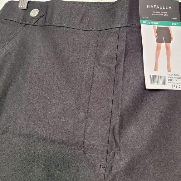 Rafaella Women's Comfort Stretch Black Bermuda Shorts With Button Detail Size 18 - Picture 4 of 11